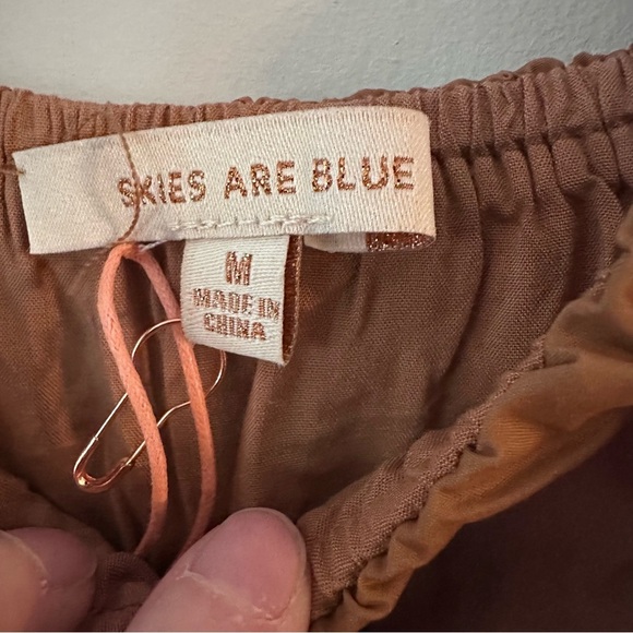 Skies are Blue Diana Poplin Tiered Ruffle Maxi Dress Tuscan Tan Size Medium - Picture 4 of 14